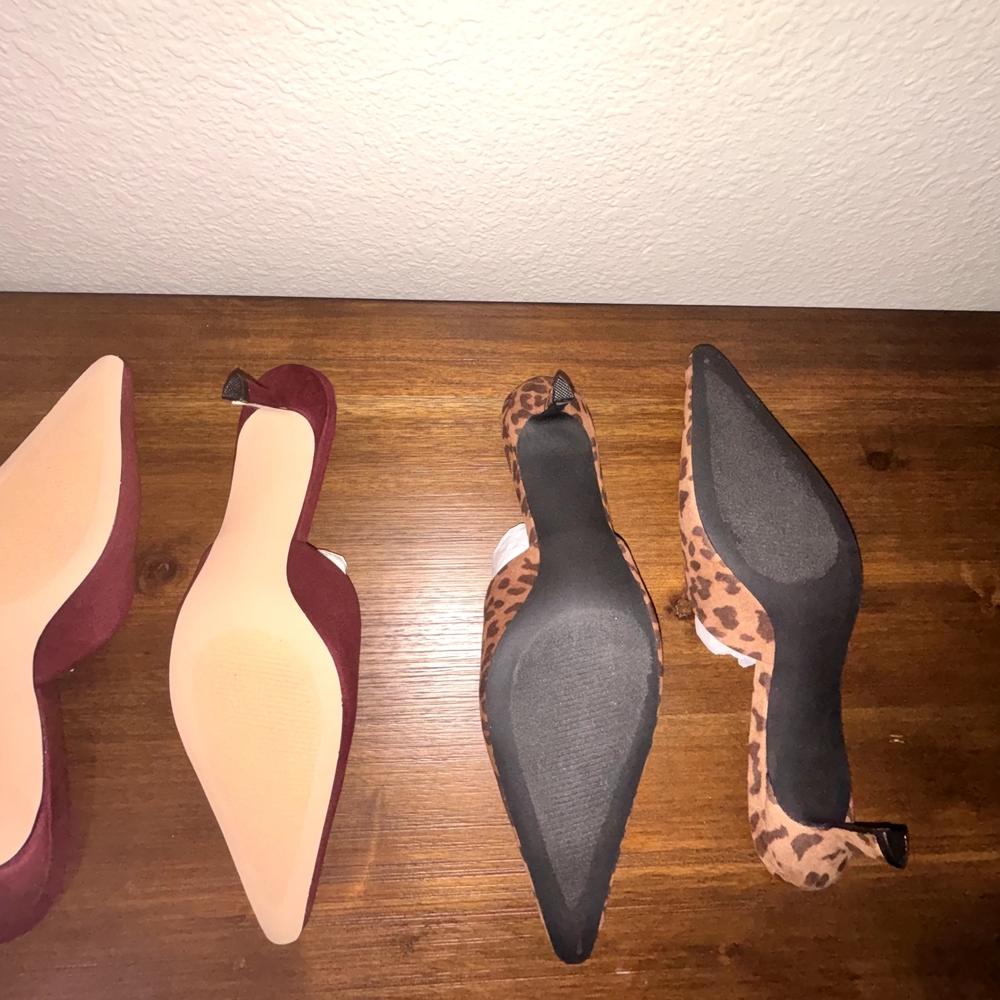 JustFab 2/$35 Bundle - Velvet Burgundy and Leopard Mules - Picture 2 of 4